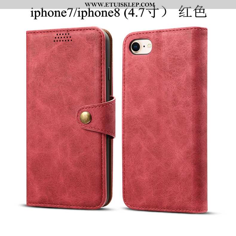 Etui iPhone 7 Skórzane Czerwony Ochraniacz Telefon Komórkowy Anti-fall Pokrowce Na Sprzedaż