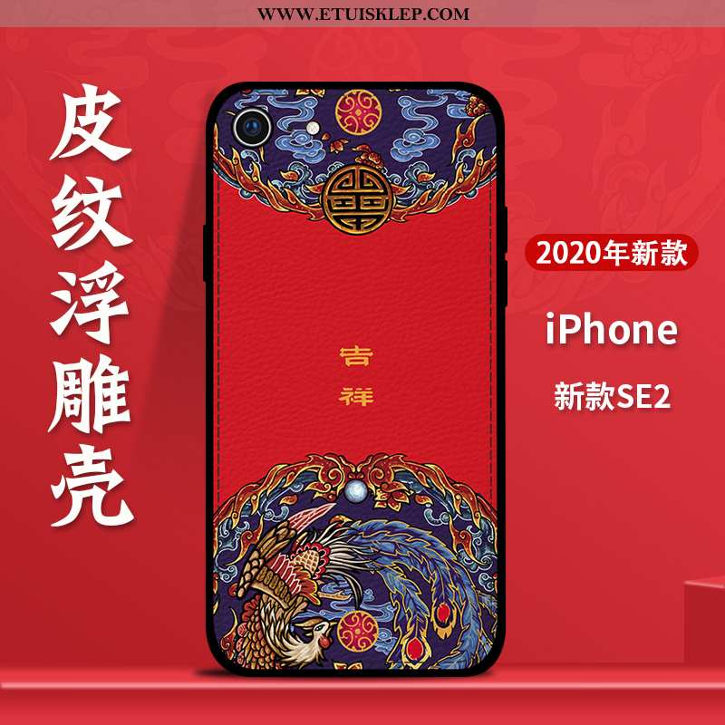 Etui iPhone Se (nouveau) Silikonowe Anti-fall Relief Wysoki Koniec Telefon Komórkowy Chiński Styl Kr