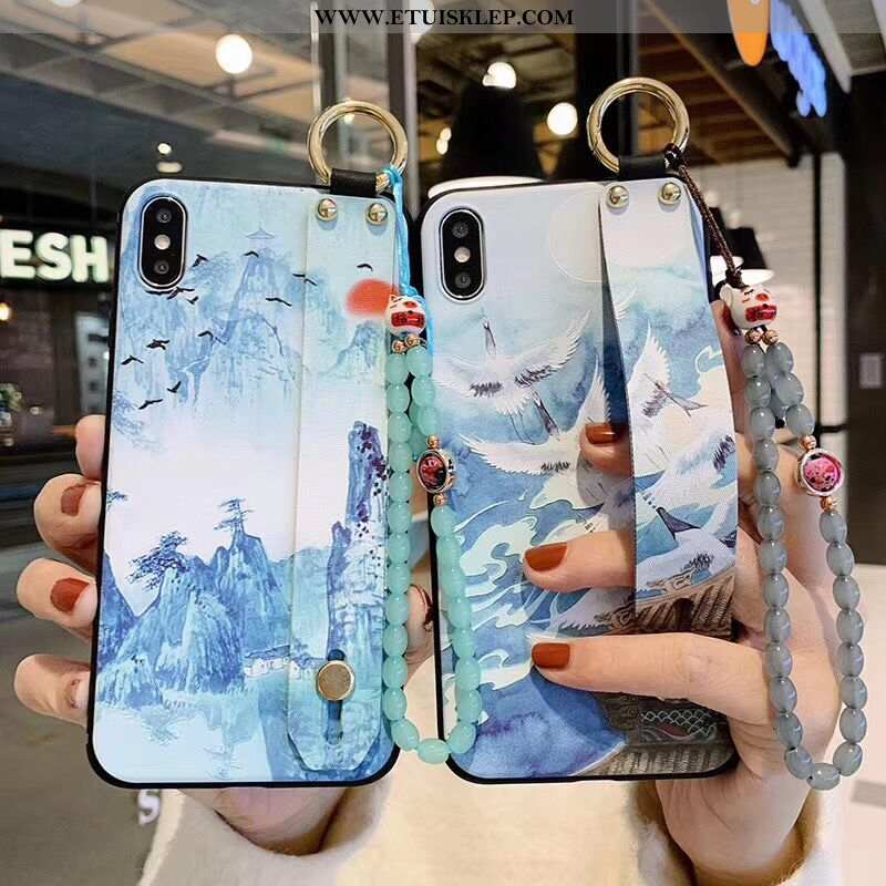 Etui iPhone X Eleganckie Chiński Styl All Inclusive Silikonowe Niebieski Bransoletki Futerał Tani