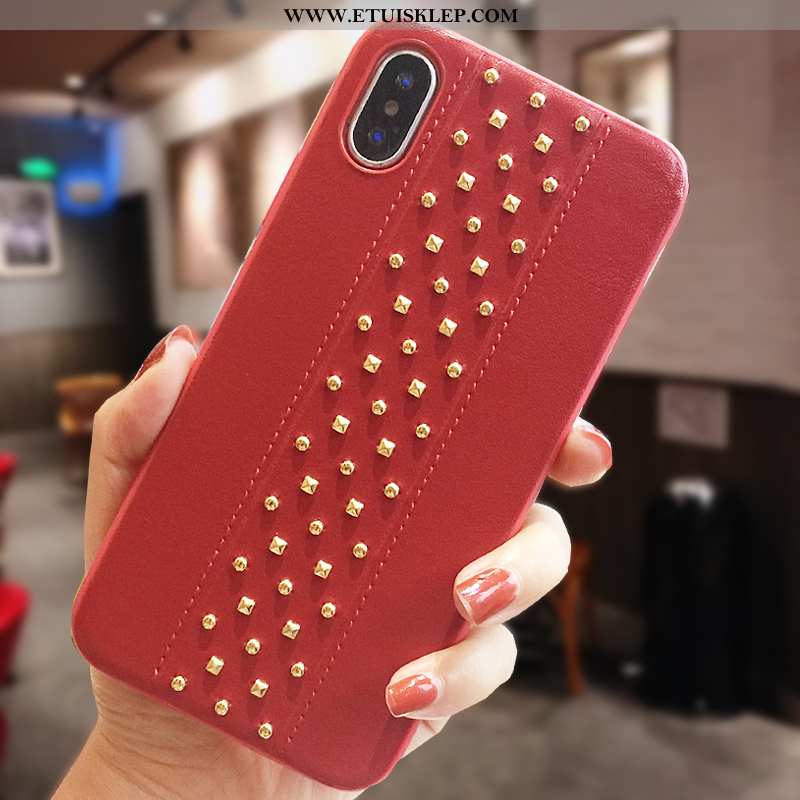 Etui iPhone X Moda Jednolity Kolor Nity Czerwony Futerał Trendy Online