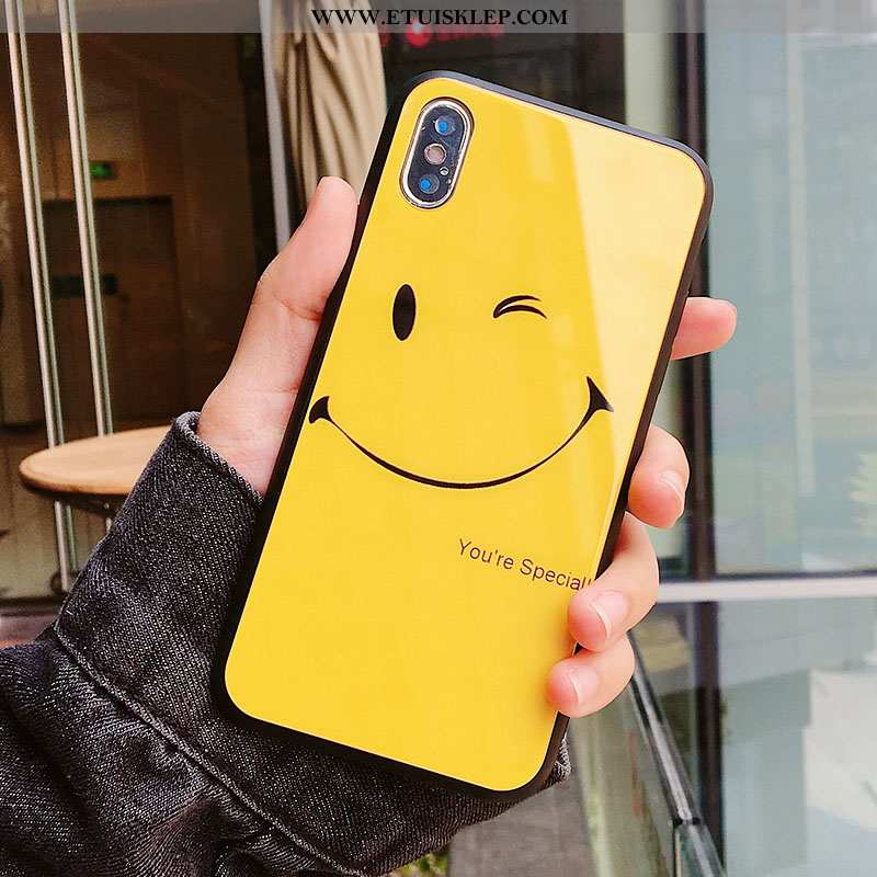 Etui iPhone X Szkło Ochraniacz Żółty Futerał Smile Lustro Kup