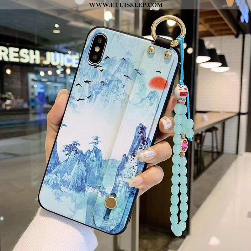 Etui iPhone Xs Kreatywne Niebieski Silikonowe Miękki Crane Bransoletki All Inclusive Tani