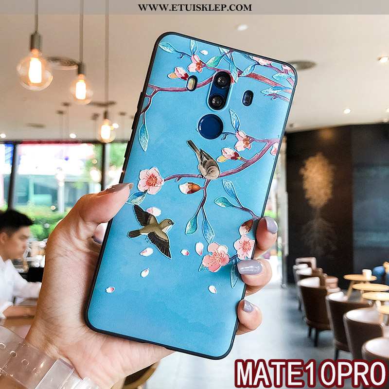 Futerał Huawei Mate 10 Pro Relief Wiszące Ozdoby Biały Kwiatowa Telefon Komórkowy Anti-fall Tani