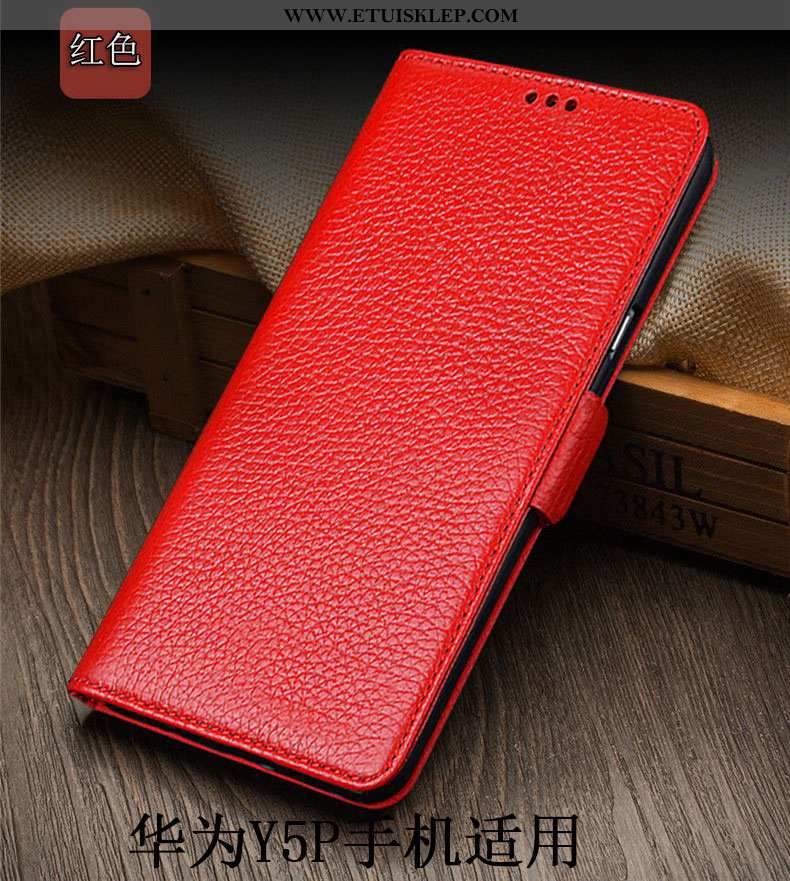 Futerał Huawei Y5p Prawdziwa Skóra Czerwony Anti-fall Telefon Komórkowy All Inclusive Etui Kup