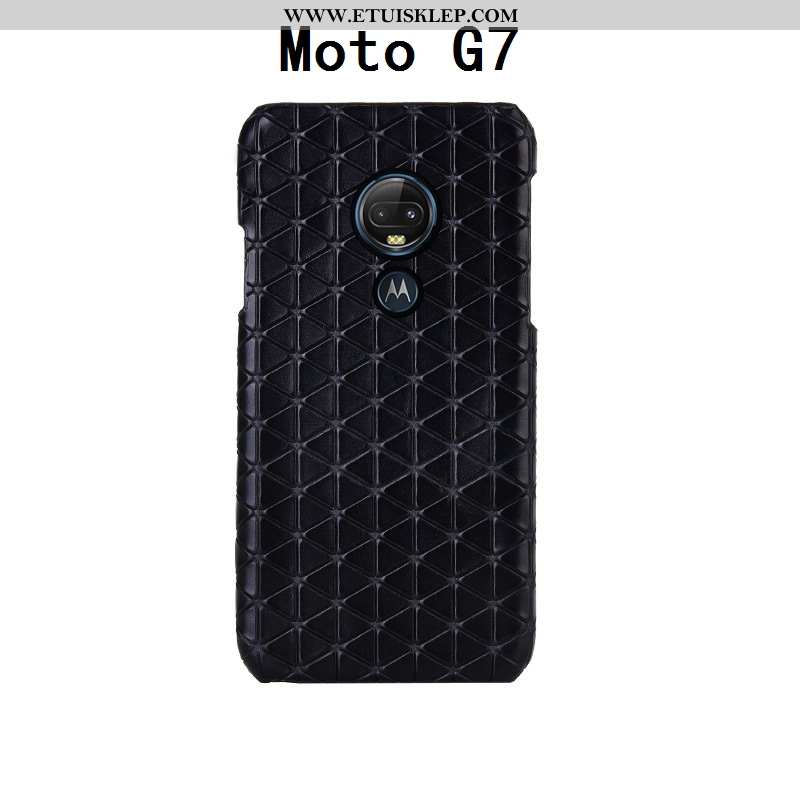 Futerał Moto G7 Luksusowy Bydło Ochraniacz Czarny Dostosowane Anti-fall Krata Kupię