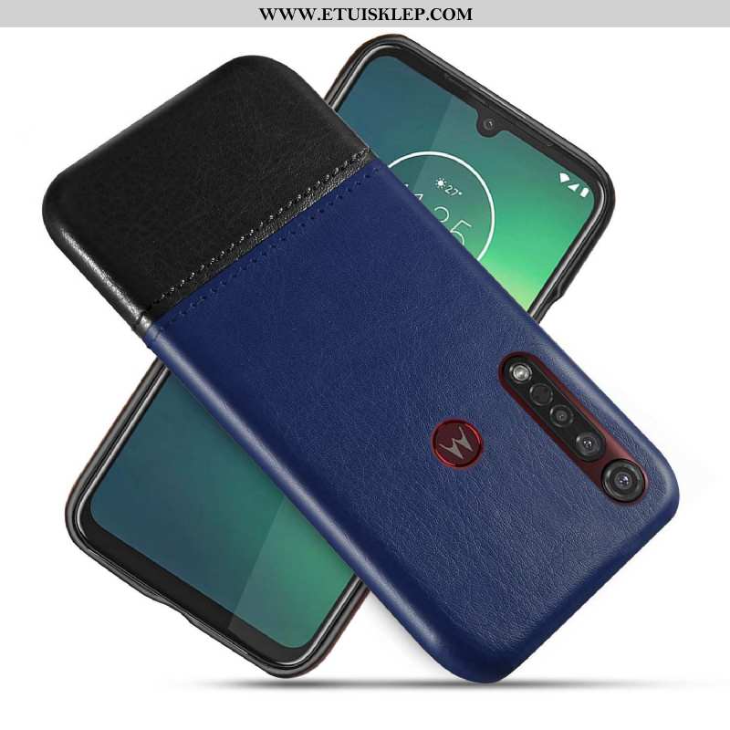 Futerał Moto G8 Plus Skórzane Etui Telefon Komórkowy Biznes Bicolored Niebieski Ochraniacz Kupię