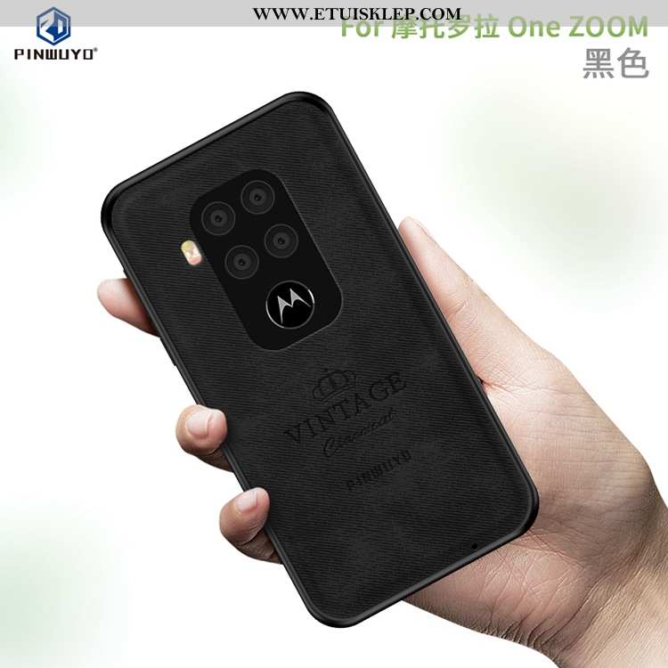 Futerał Motorola One Zoom Cienkie Super Wysoki Koniec Płótno Czarny Oferta