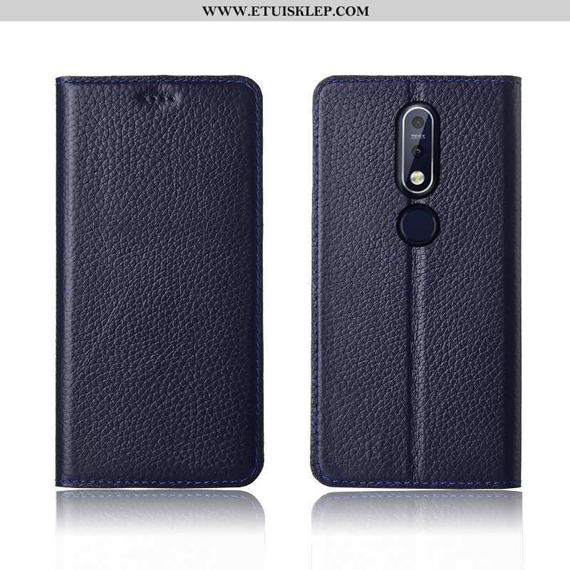 Futerał Nokia 7.1 Miękki All Inclusive Klapa Etui Litchi Brązowy Tani