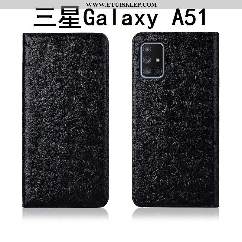 Futerał Samsung Galaxy A51 Silikonowe Wzór Prawdziwa Skóra Etui Czarny Klapa Anti-fall Kupię