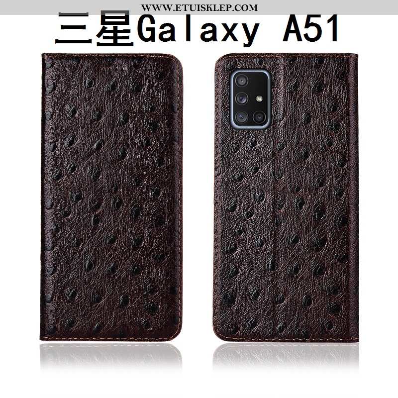 Futerał Samsung Galaxy A51 Silikonowe Wzór Prawdziwa Skóra Etui Czarny Klapa Anti-fall Kupię