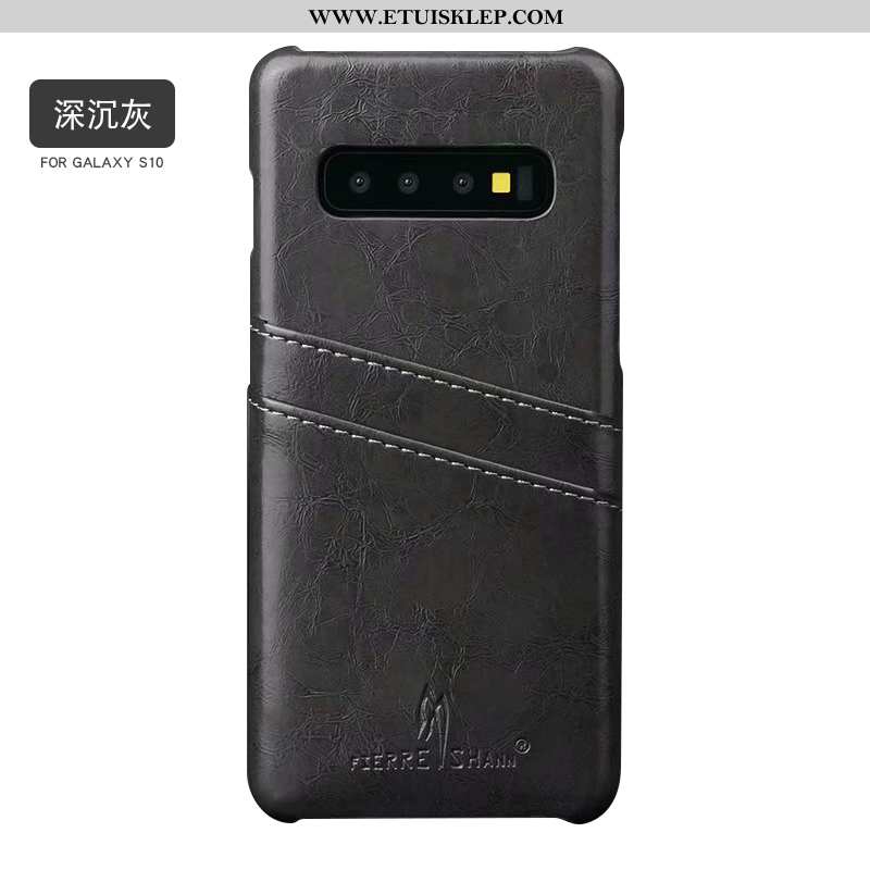 Futerał Samsung Galaxy S10+ Trendy Skóra Telefon Komórkowy Czarny Proste Gwiazda Sklep