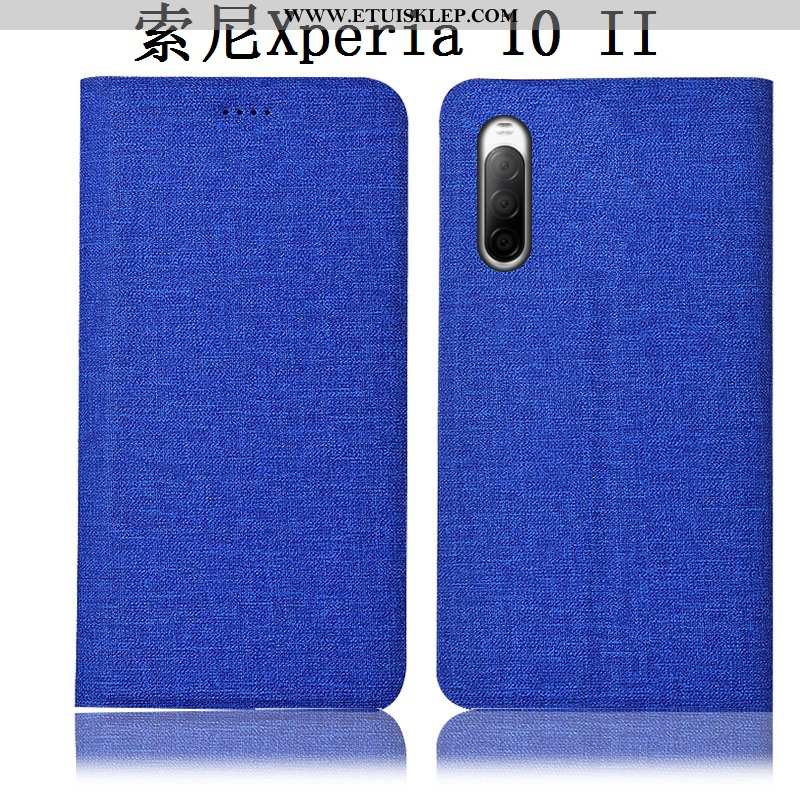 Futerał Sony Xperia 10 Ii Skórzane Etui Pokrowce Telefon Komórkowy Bawełna I Len Niebieski All Inclu