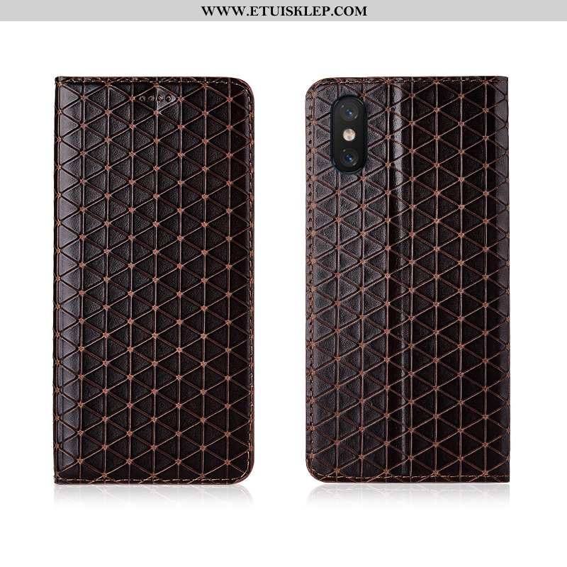 Futerał Xiaomi Mi 8 Pro Silikonowe Klapa Miękki Krata Skórzane Etui Prawdziwa Skóra Czerwony Online