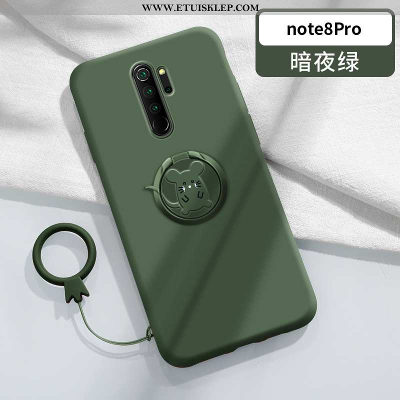 Futerał Xiaomi Redmi Note 8 Pro Cienkie All Inclusive Ring Zielony Magnetyzm Anti-fall Ochraniacz Ta