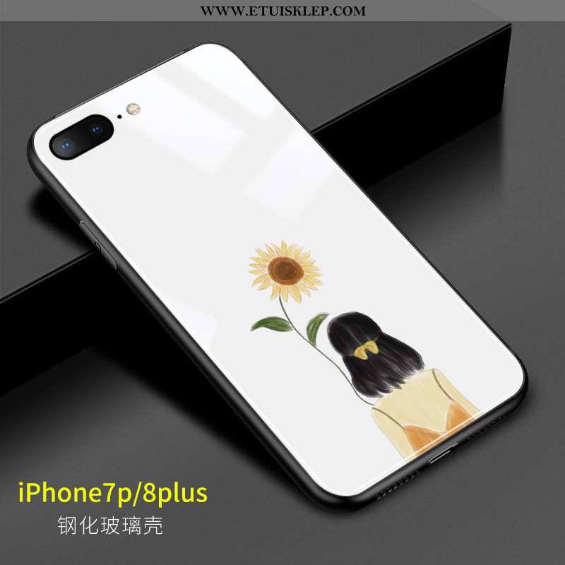 Futerał iPhone 8 Plus Kreatywne Telefon Komórkowy Biały Szkło Sztuka Słonecznik Dyskont