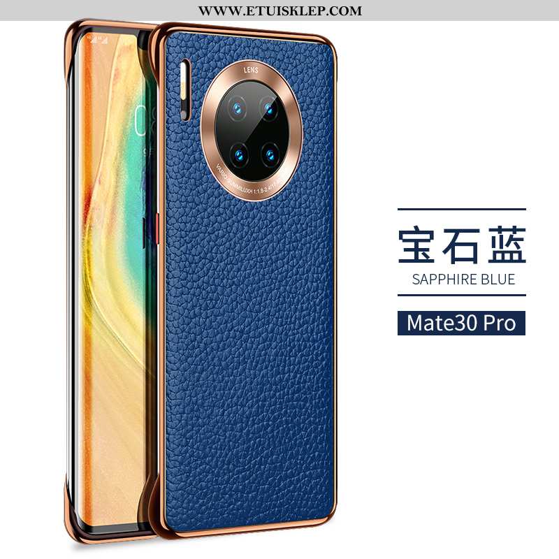 Obudowa Huawei Mate 30 Pro Prawdziwa Skóra Futerał Moda Etui Czarny Anti-fall Ochraniacz Tani