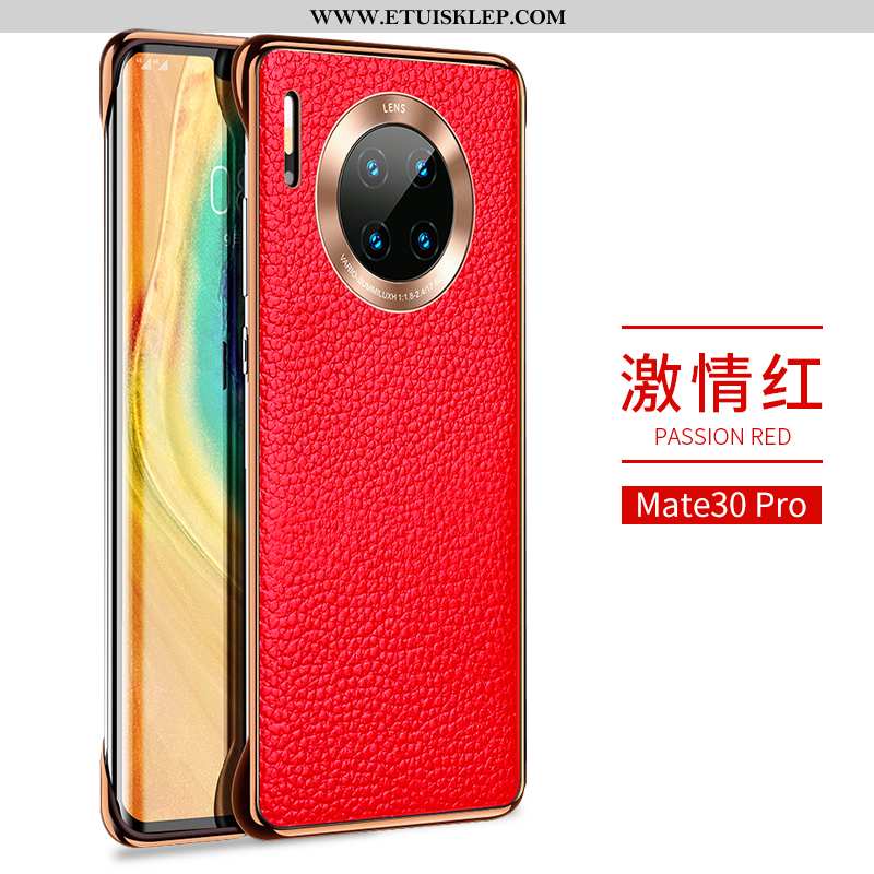 Obudowa Huawei Mate 30 Pro Prawdziwa Skóra Futerał Moda Etui Czarny Anti-fall Ochraniacz Tani