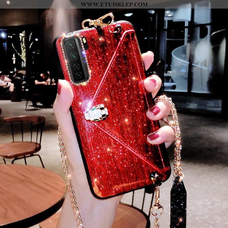 Obudowa Huawei P40 Lite 5g Portfel Kreatywne Wiszące Ozdoby Zielony All Inclusive Rhinestone Czerwon