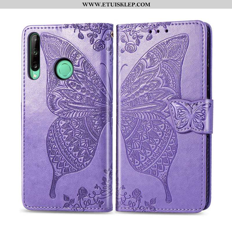 Obudowa Huawei P40 Lite E Piękny Wiszące Ozdoby Telefon Komórkowy Kwiaty Motyl Relief Purpurowy Na S