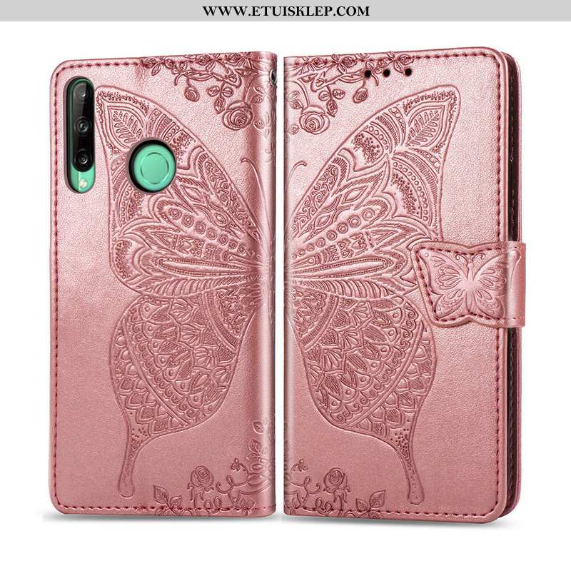 Obudowa Huawei P40 Lite E Piękny Wiszące Ozdoby Telefon Komórkowy Kwiaty Motyl Relief Purpurowy Na S