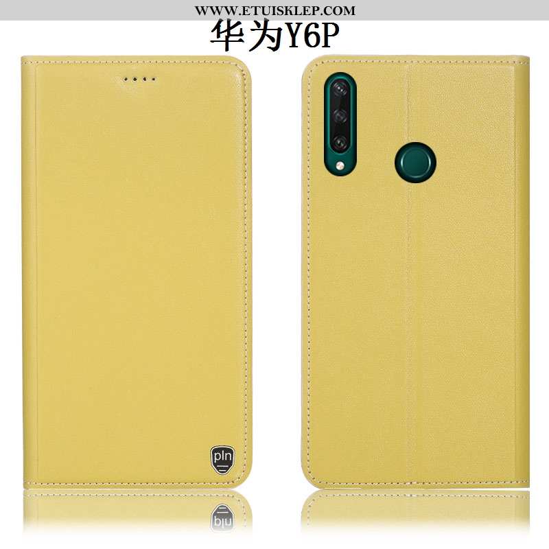 Obudowa Huawei Y6p Prawdziwa Skóra Żółty Telefon Komórkowy Futerał Etui Anti-fall Na Sprzedaż