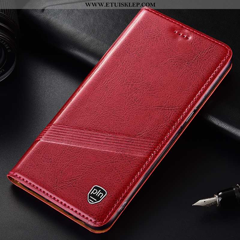 Obudowa Moto G8 Plus Prawdziwa Skóra Futerał Etui Telefon Komórkowy Czerwony All Inclusive Tanie