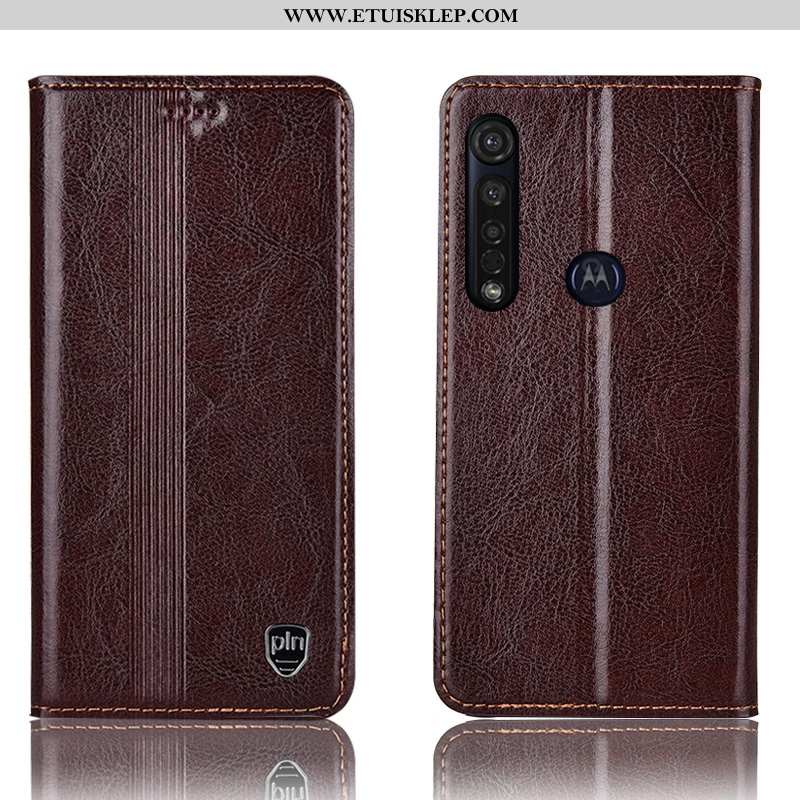 Obudowa Moto G8 Plus Prawdziwa Skóra Futerał Telefon Komórkowy Czerwony Pokrowce All Inclusive Etui 