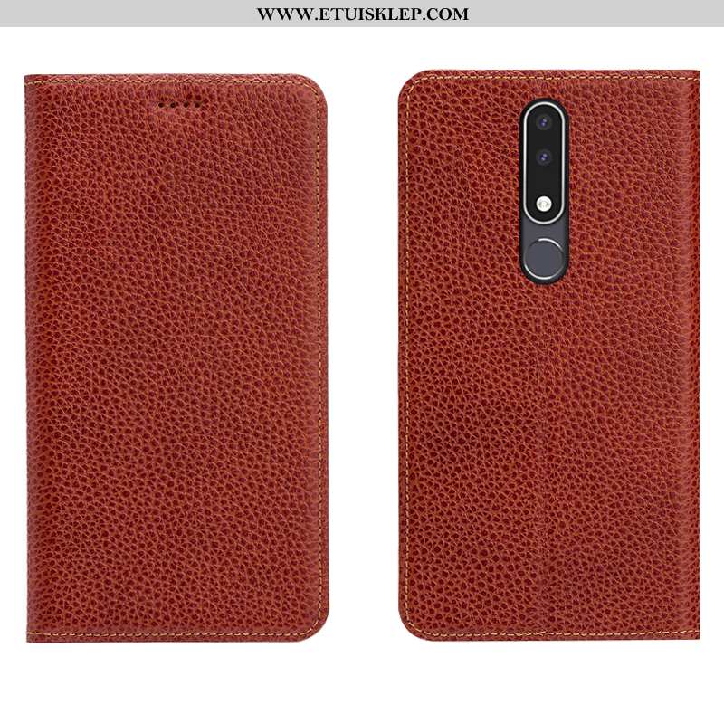 Obudowa Nokia 3.1 Plus Prawdziwa Skóra Telefon Komórkowy Litchi Futerał Pokrowce Ochraniacz All Incl