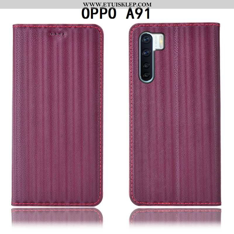 Obudowa Oppo A91 Skórzane Etui Futerał Purpurowy Ochraniacz Gradient Pokrowce Sklep