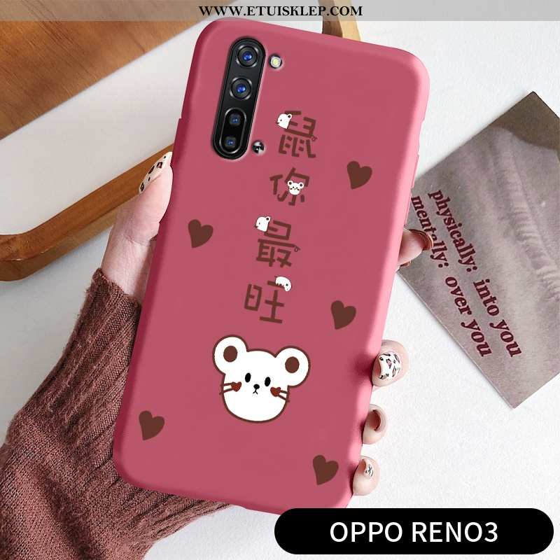 Obudowa Oppo Reno 3 Piękny Świeży Silikonowe Cienkie Telefon Komórkowy Proste Czerwony Online