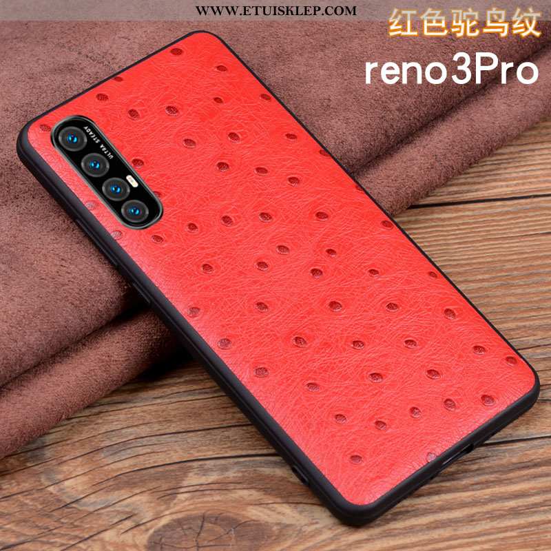 Obudowa Oppo Reno 3 Pro Prawdziwa Skóra Niebieski Biznes Pokrowce Anti-fall Lekkie Ochraniacz Tanie