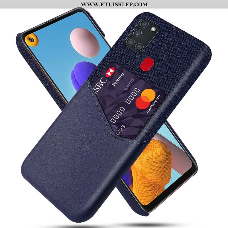Obudowa Samsung Galaxy A21s Osobowość Karta Płótno Czerwony Anti-fall Skórzane Etui Futerał Sklep