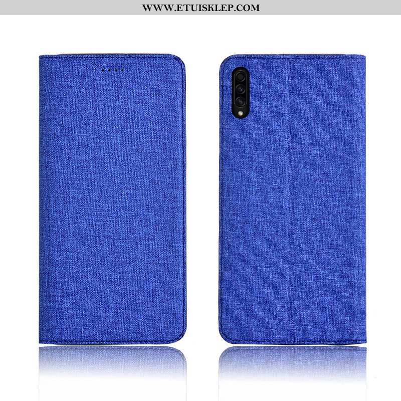 Obudowa Samsung Galaxy A30s Nubuku Niebieski Skórzane Etui Miękki Ochraniacz Bawełna I Len Futerał K