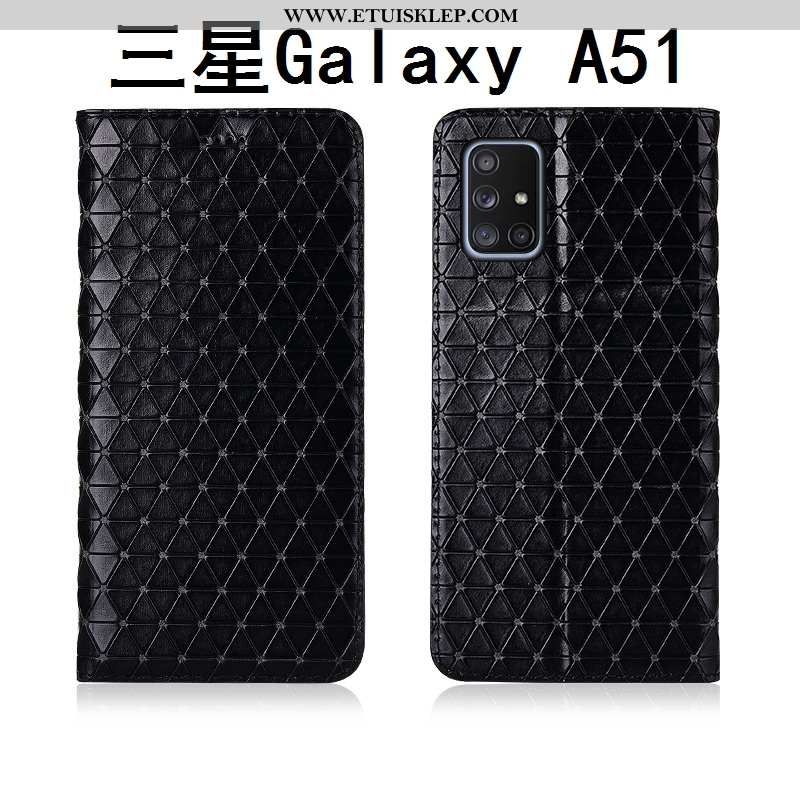 Obudowa Samsung Galaxy A51 Nubuku Skórzane Etui Klapa Krata Czarny Nowy Online