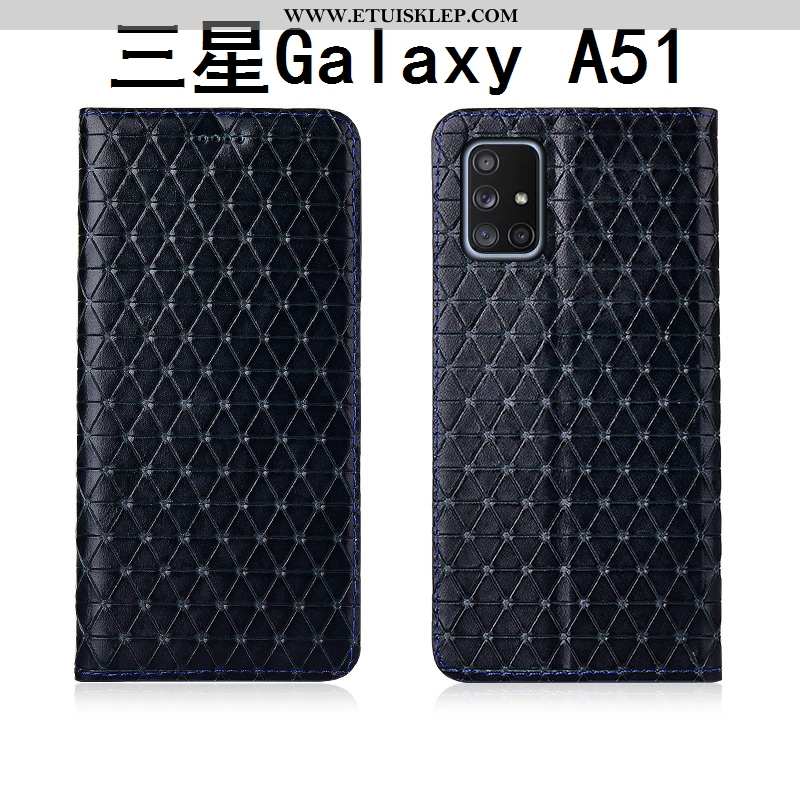 Obudowa Samsung Galaxy A51 Nubuku Skórzane Etui Klapa Krata Czarny Nowy Online