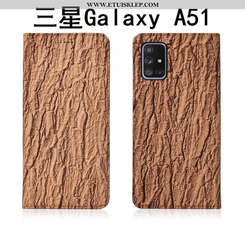 Obudowa Samsung Galaxy A51 Prawdziwa Skóra Anti-fall Etui Ochraniacz Nubuku Silikonowe Skórzane Ofer