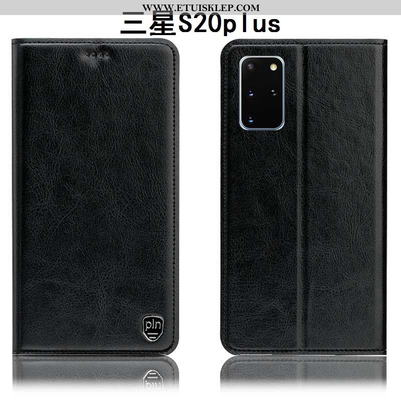 Obudowa Samsung Galaxy S20+ Wzór Czarny Prawdziwa Skóra Anti-fall All Inclusive Telefon Komórkowy Et