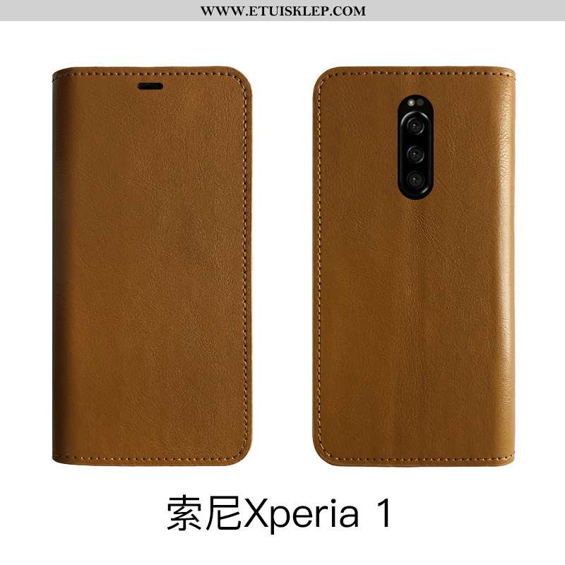 Obudowa Sony Xperia 1 Vintage Telefon Komórkowy Prawdziwa Skóra Ochraniacz Futerał Miękki Kupię