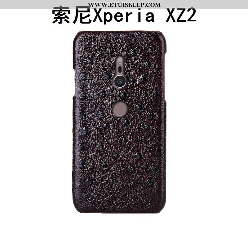 Obudowa Sony Xperia Xz2 Prawdziwa Skóra Moda Futerał Ochraniacz Telefon Komórkowy Brązowy Tylna Pokr