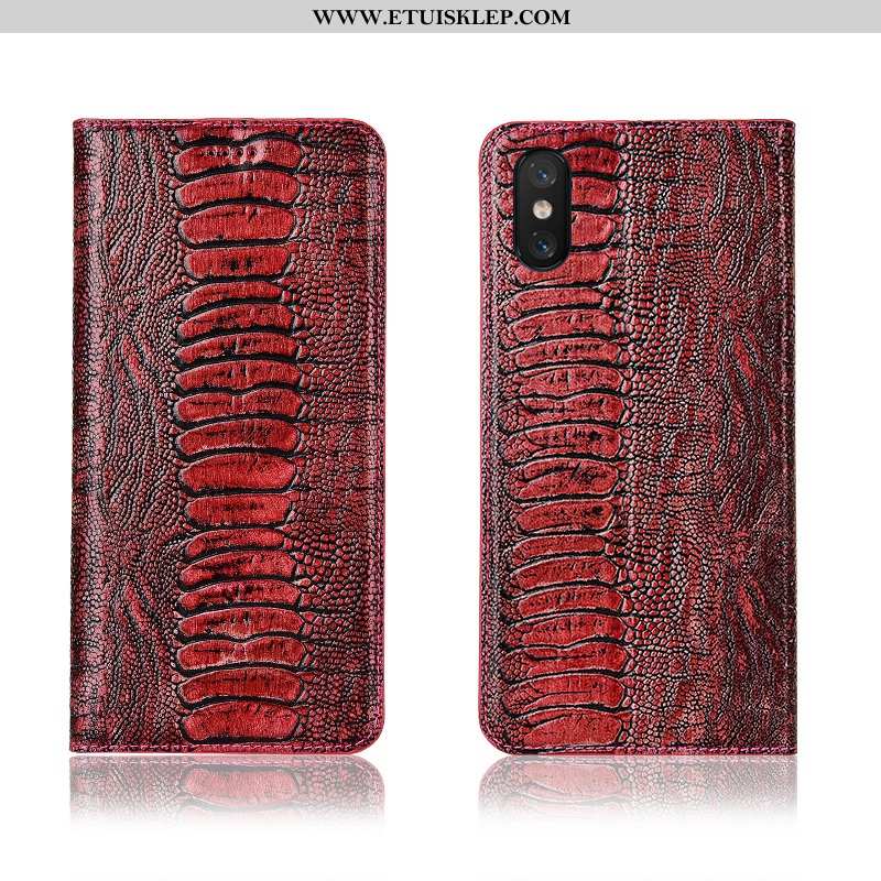 Obudowa Xiaomi Mi 8 Pro Prawdziwa Skóra Silikonowe All Inclusive Ochraniacz Wino Czerwone Anti-fall 