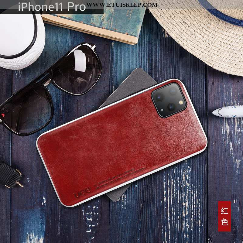 Obudowa iPhone 11 Pro Trendy Anti-fall Prawdziwa Skóra Wysoki Koniec Nowy Czerwony Futerał Sklep