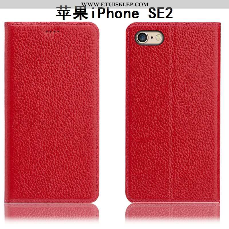 Obudowa iPhone Se (nouveau) Prawdziwa Skóra Futerał Nowy Litchi Telefon Komórkowy Etui Tanie