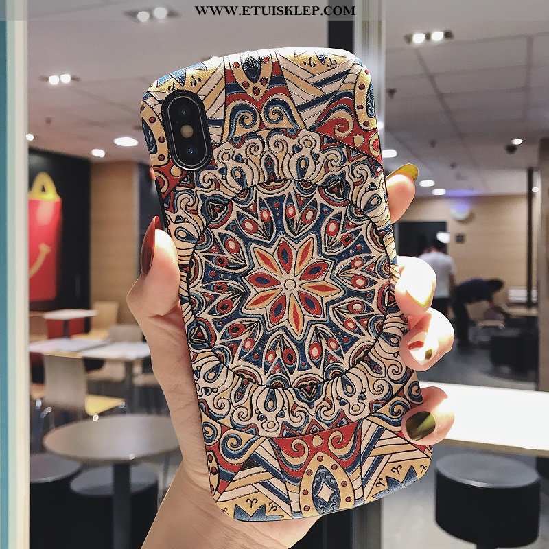 Obudowa iPhone Xs Vintage Telefon Komórkowy Trójwymiarowy Etniczny Niebieski Wiatr Futerał Kupię