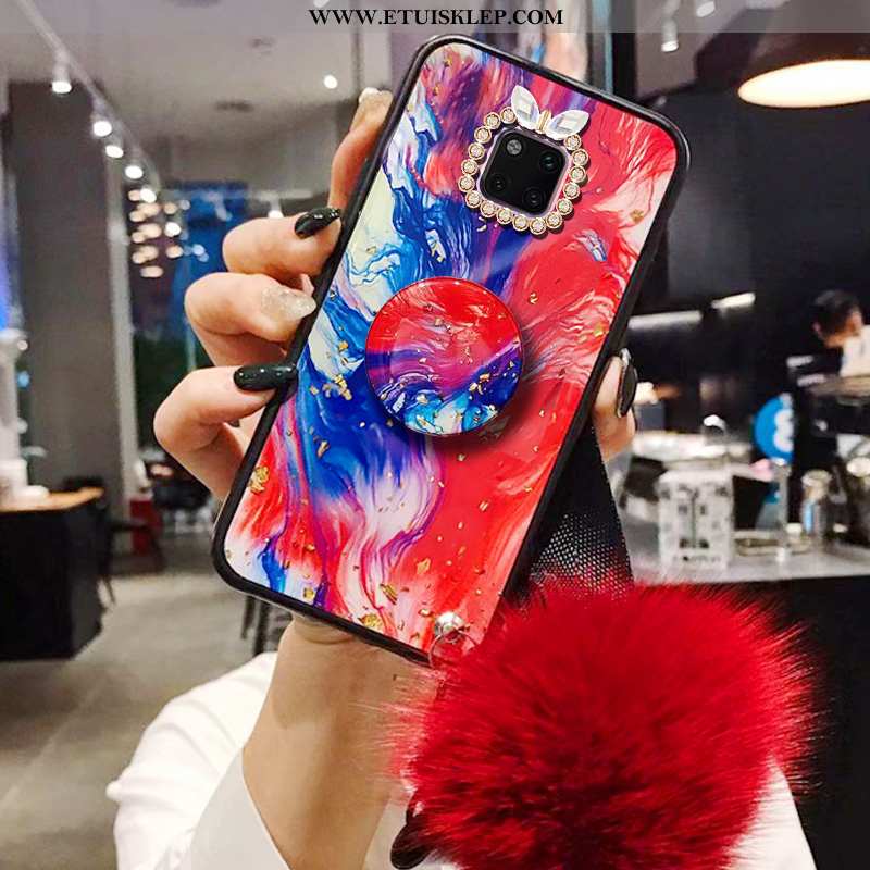 Pokrowce Huawei Mate 20 Pro Miękki Rhinestone Telefon Komórkowy Wiszące Ozdoby Czerwony Netto Trudno