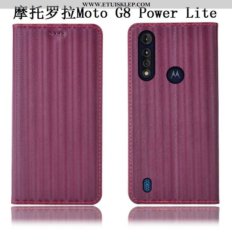 Pokrowce Moto G8 Power Lite Prawdziwa Skóra Futerał Telefon Komórkowy Obudowa Czarny Gradient Etui S