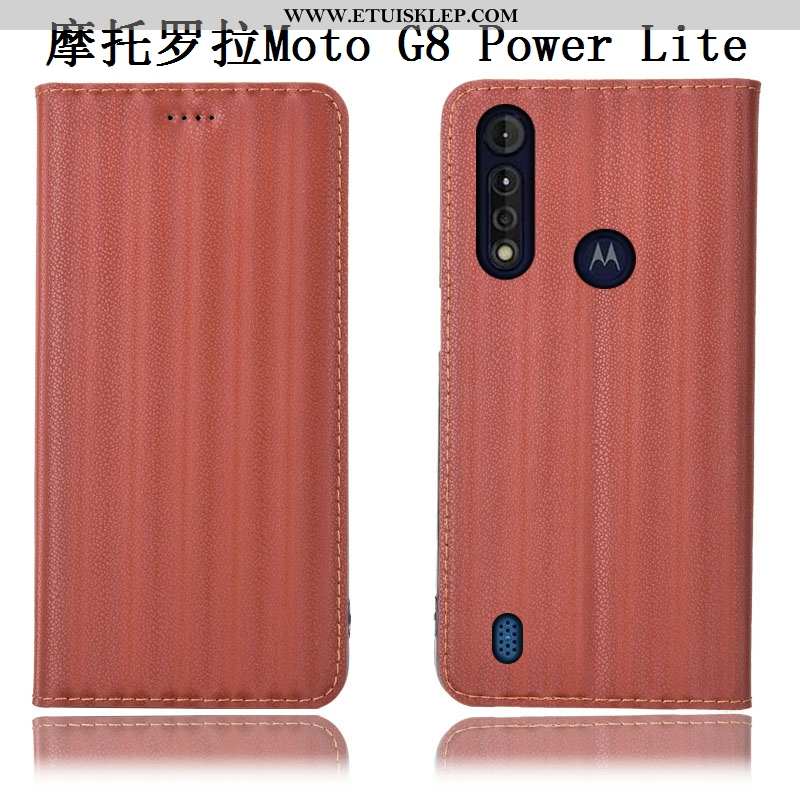 Pokrowce Moto G8 Power Lite Prawdziwa Skóra Futerał Telefon Komórkowy Obudowa Czarny Gradient Etui S