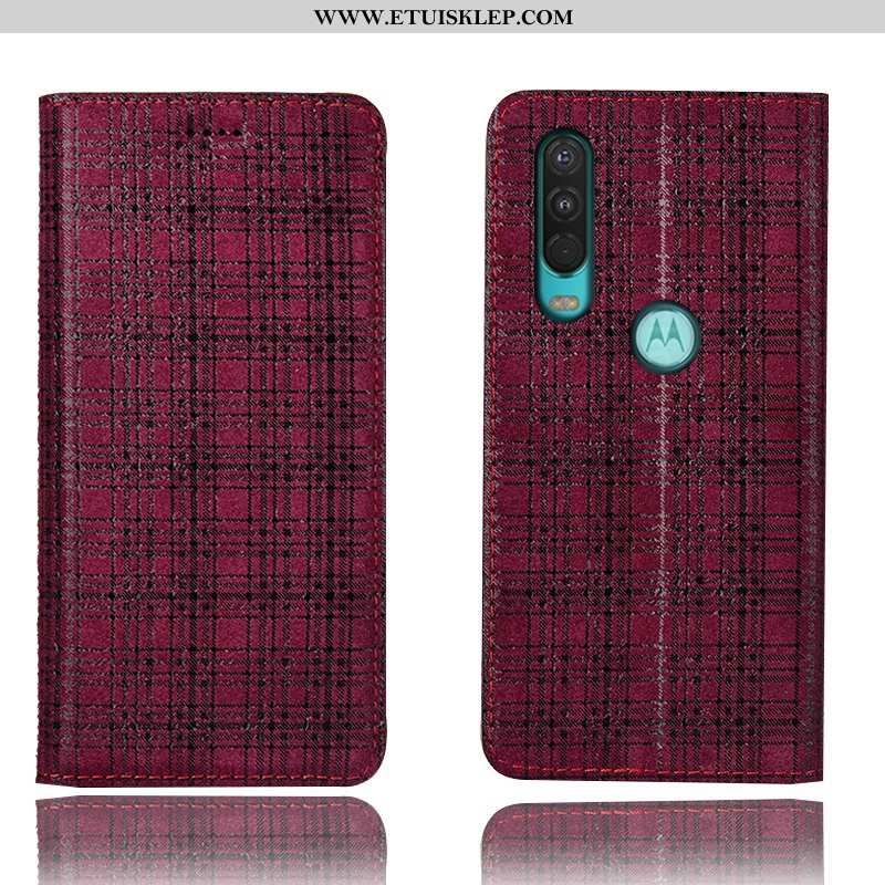 Pokrowce Motorola One Action Skórzane Etui Telefon Komórkowy Futerał Aksamit Anti-fall Czarny Tani