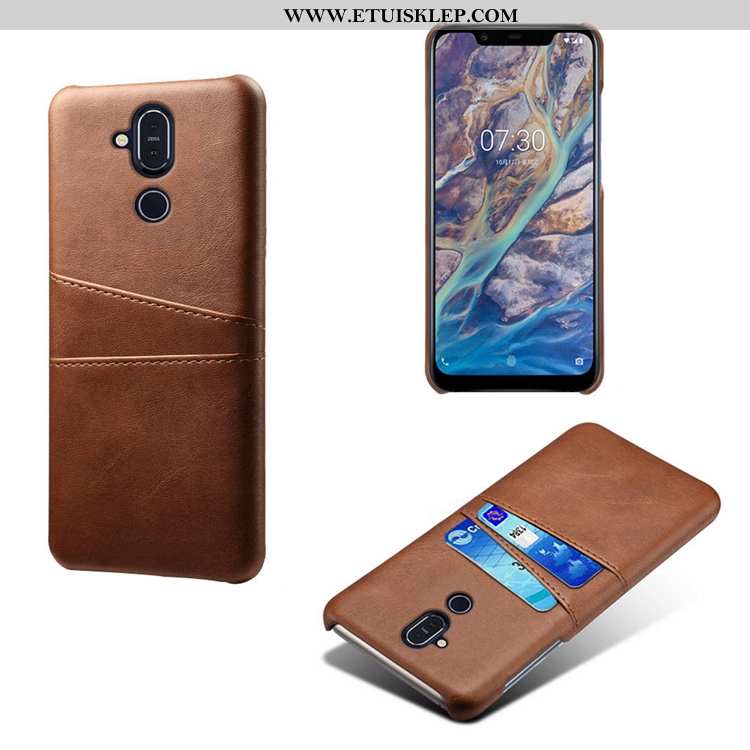 Pokrowce Nokia 8.1 Skórzane Etui Wzór Bydło Żółty Cienkie Futerał Karta Tanie