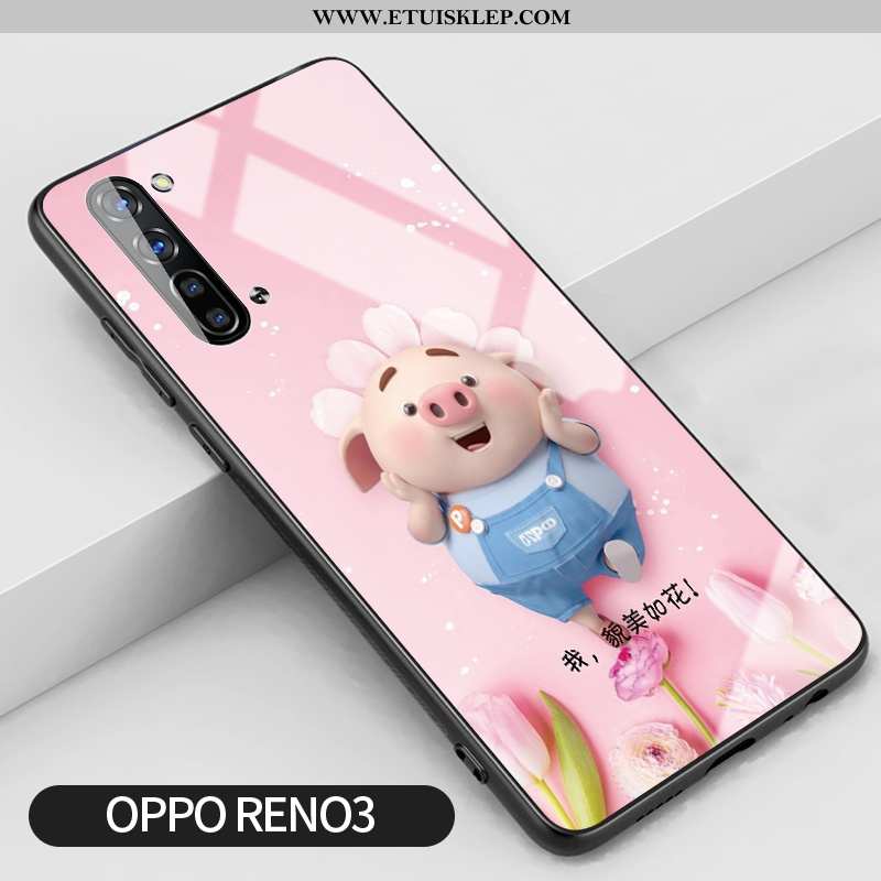 Pokrowce Oppo Reno 3 Silikonowe Kwiaty Różowe Kreatywne Trendy Anti-fall Telefon Komórkowy Sklep