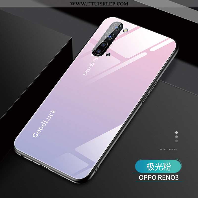 Pokrowce Oppo Reno 3 Silikonowe Moda Szkło Gradient Czerwony Netto Futerał Purpurowy Tani